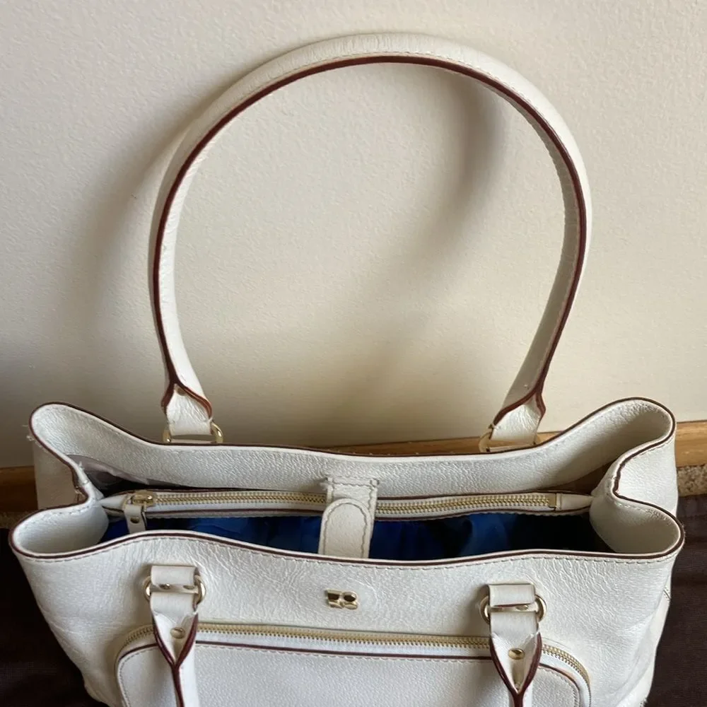 Kate Spade White Pebble Grain Leather Shoulder Bag Purse w/ Dust Bag